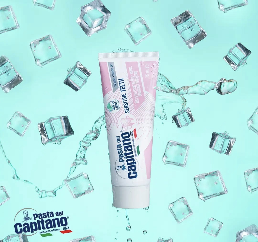 خرید خمیر دندان پاستا دل کاپیتانو مدل Sensitive Teeth حجم 75 میلی لیتر برای درمان فوری حساسیت دندان و بازسازی مینا