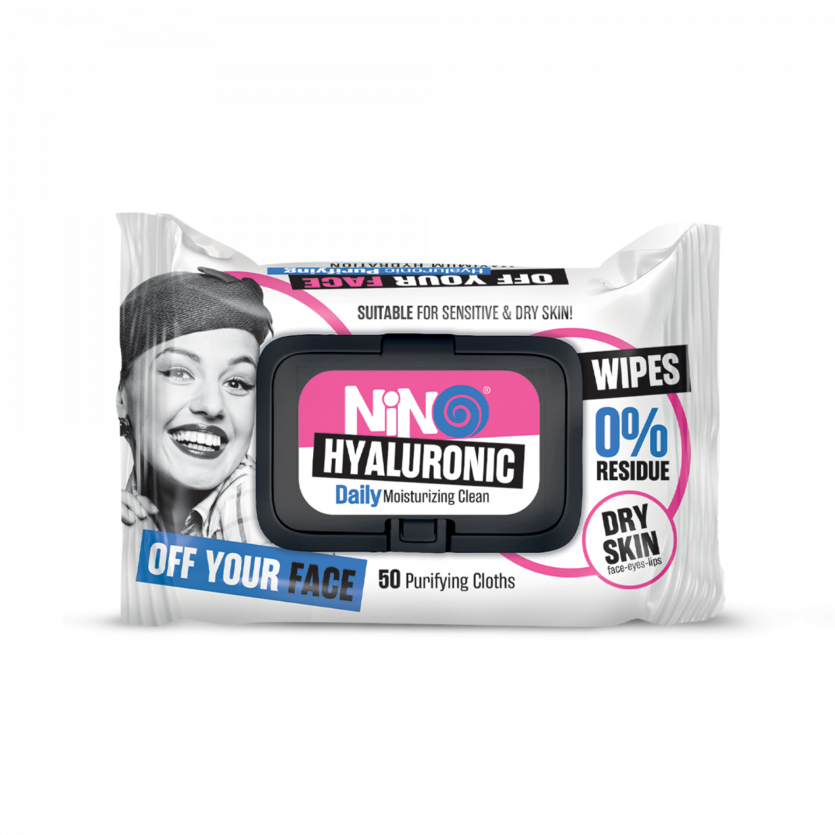 دستمال مرطوب آرایش پاک کن درب دار مخصوص پوست خشک و نرمال نینوNino Makeup Remover Wet Wipes For Dry Skin