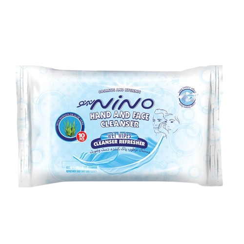 دستمال مرطوب پاک کننده دست و صورت نینوNino Hand & Face Cleanser Wet Wipes
