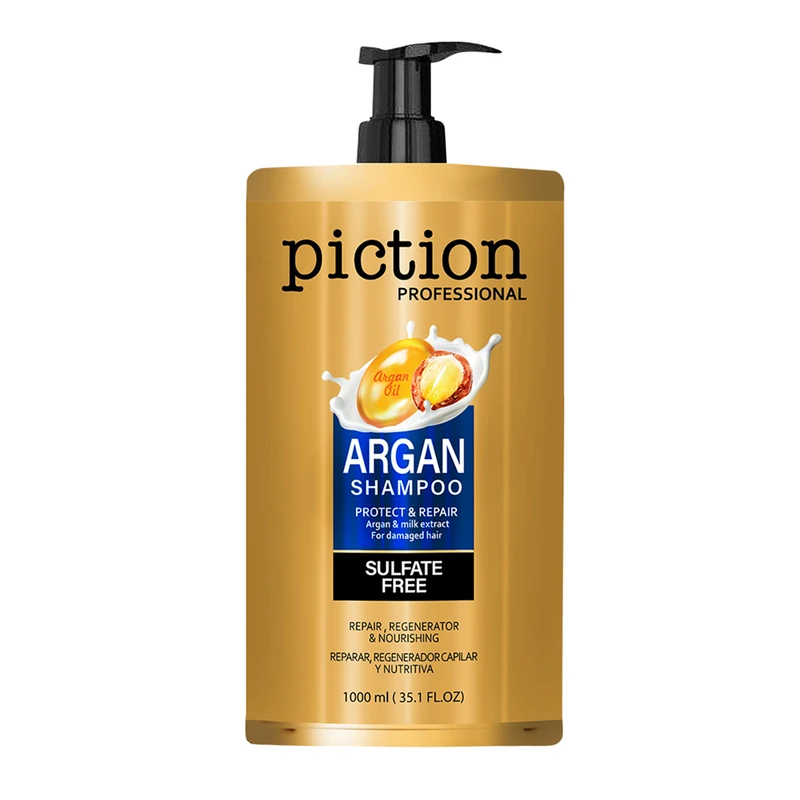 خرید شامپو پیکشن (Piction) بدون سولفات مدل Argan Oil حجم ۱۰۰۰ و ۵۰۰ میلی‌لیتر؛ ترمیم‌کننده و جوانساز موهای رنگ شده و کراتین شده با ضمانت اصالت اسپانیا
