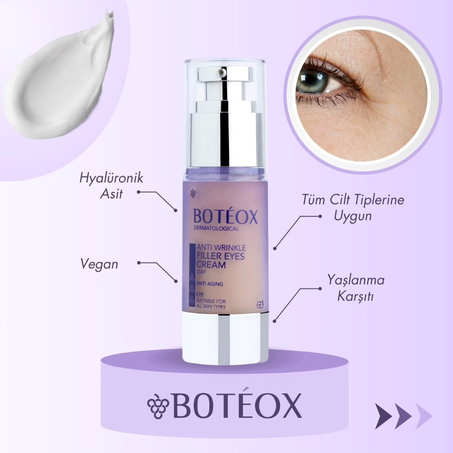 خرید کرم دور چشم Boteox | کاهش چروک، تیرگی و پف زیر چشم با اثر لیفت فوری